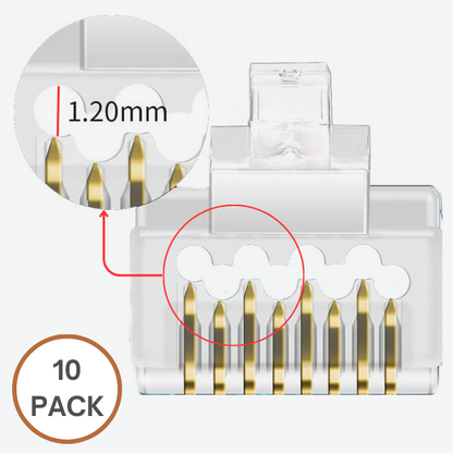 Bold CAT6A, CAT6 Pass-Through RJ45 Connectors, for 23 AWG Solid or Stranded UTP Cables (Modular Plugs, Ethernet Plugs, Network Connectors, Category 6 Connectors)