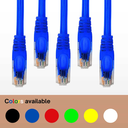 5-Pack Cat 6 Ethernet Cable - High-Speed Ethernet Cable 10Gbps (Internet Cable, Network Cable, Cat6 Patch Cable, Patch Cord, Data Cable) Black/Blue/Red/Green/Yellow/White