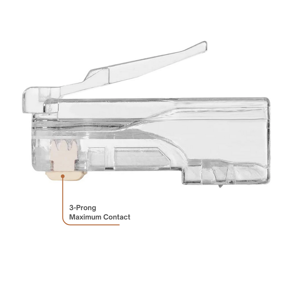 Bold CAT6A, CAT6 Pass-Through RJ45 Connectors, for 23 AWG Solid or Stranded UTP Cables (Modular Plugs, Ethernet Plugs, Network Connectors, Category 6 Connectors)