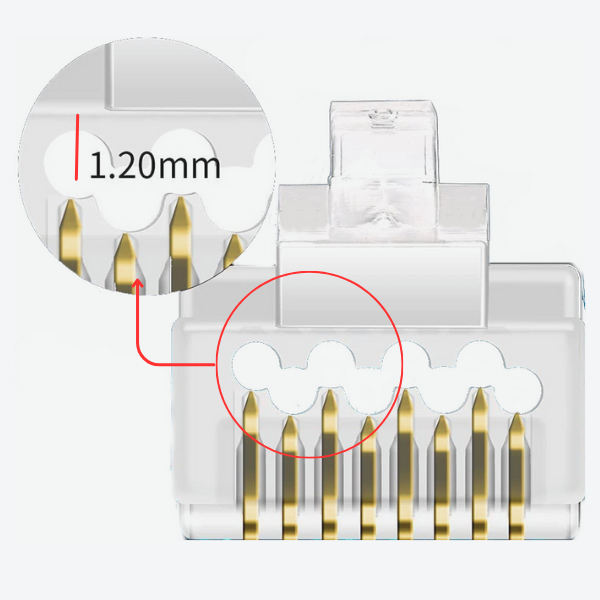 Bold CAT6A, CAT6 Pass-Through RJ45 Connectors, for 23 AWG Solid or Stranded UTP Cables (Modular Plugs, Ethernet Plugs, Network Connectors, Category 6 Connectors)